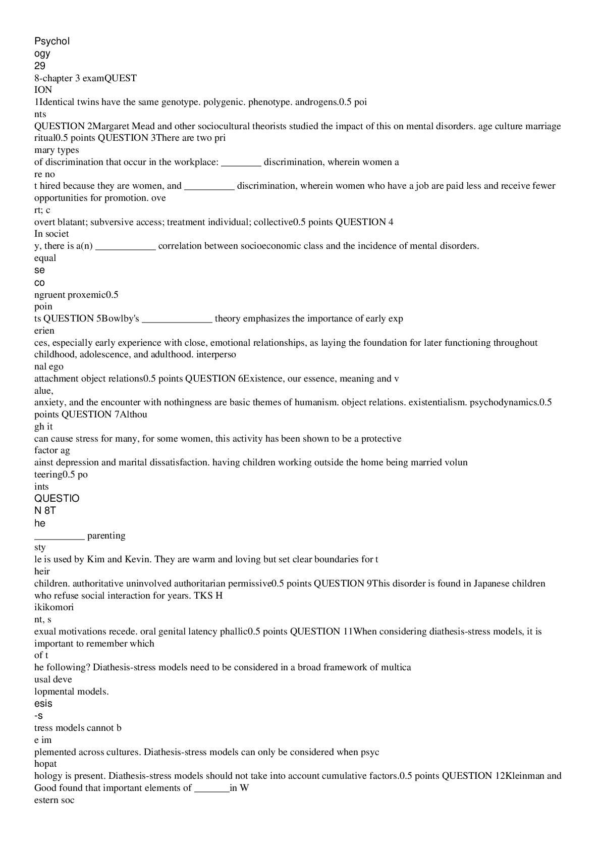 Preview image for Psychology 298-chapter 3 exam